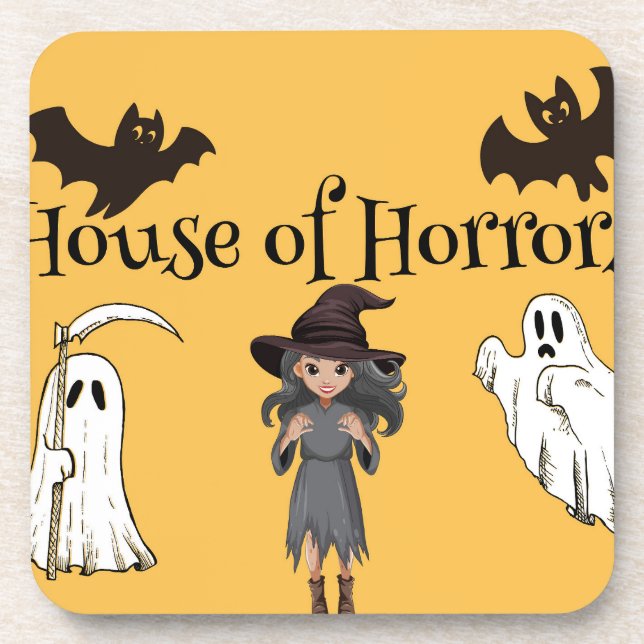 Posavasos Casas de terror de Halloween (Frente)