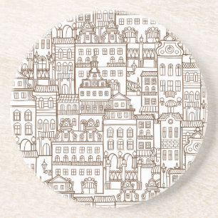 Posavasos Casas Vintage: Patrón arquitectónico sin Marea.