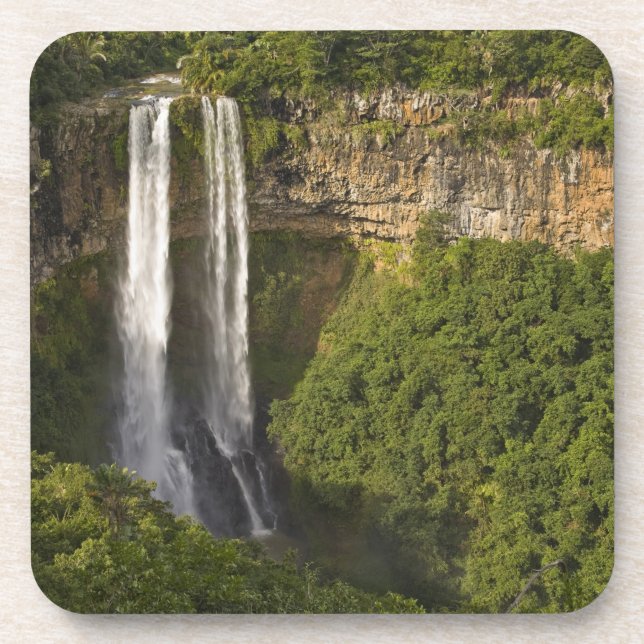 Posavasos Cascada de Chamarel-la más alta de Mauricio, sobre (Frente)