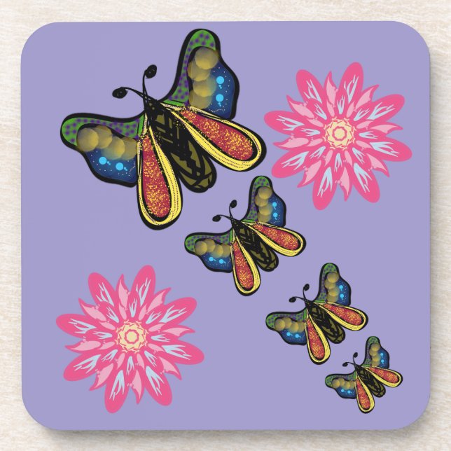 Posavasos Cascada de Mariposas Artísticas Personalizadas (Frente)