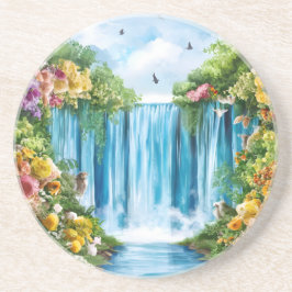 Posavasos Cascada pintada a la acuarela