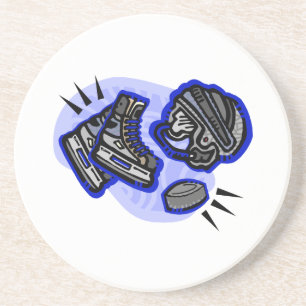 Posavasos Casco y patines del duende malicioso de hockey