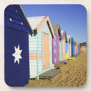 Posavasos Casetas de baño, playa de Middle Brighton, puerto