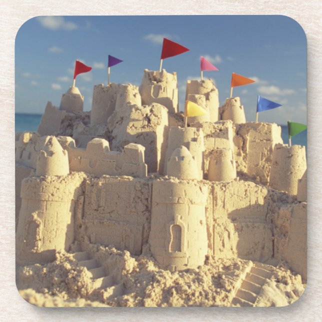 Posavasos Castillo de arena en la playa (Frente)