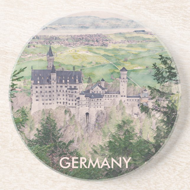 Posavasos Castillo Retro Neuschwanstein en Alemania (Frente)