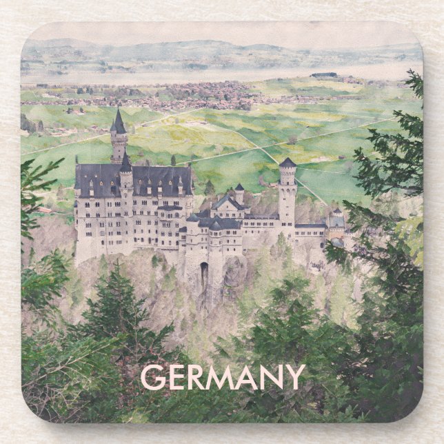 Posavasos Castillo Retro Neuschwanstein en Alemania (Frente)