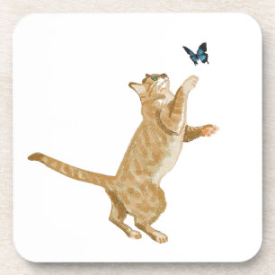 Posavasos Cat and butterfly