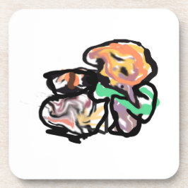 Posavasos Cat and flowers  fun