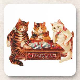 Posavasos Cat Chess Checkmate Louis Wain Coaster