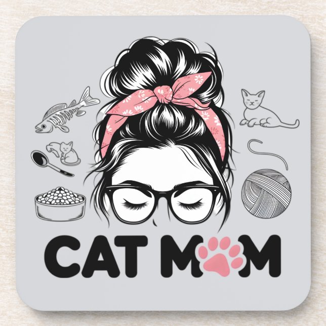 Posavasos "Cat Mom" Funny Cute Cat Lover Women (Frente)