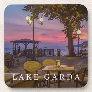 Posavasos Catastro con vistas al atardecer del lago Garda