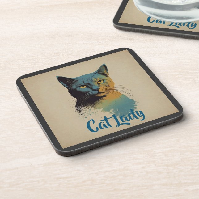 Posavasos Catastro de bebidas de Cat Lady (Lado Izquierdo)