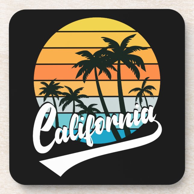 Posavasos Catastro de Bebidas Retro Sunset de California (Frente)