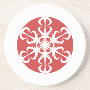 Posavasos Catastro de copos de nieve rojos y blancos