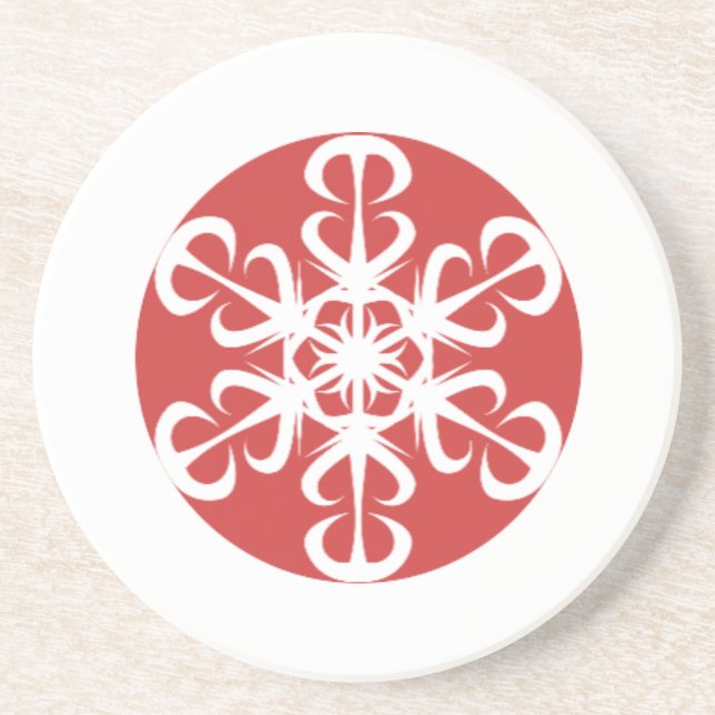 Posavasos Catastro de copos de nieve rojos y blancos (Frente)