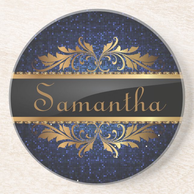 Posavasos Catastro de Purpurina Azul Secuencia Disco Glitz (Frente)