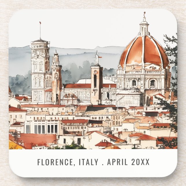 Posavasos Catedral de Florencia Italia Watercolor Viaje Ital (Frente)
