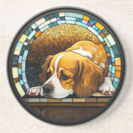 Posavasos Cavalier de vidrio de Faux Stained King Charles Sp