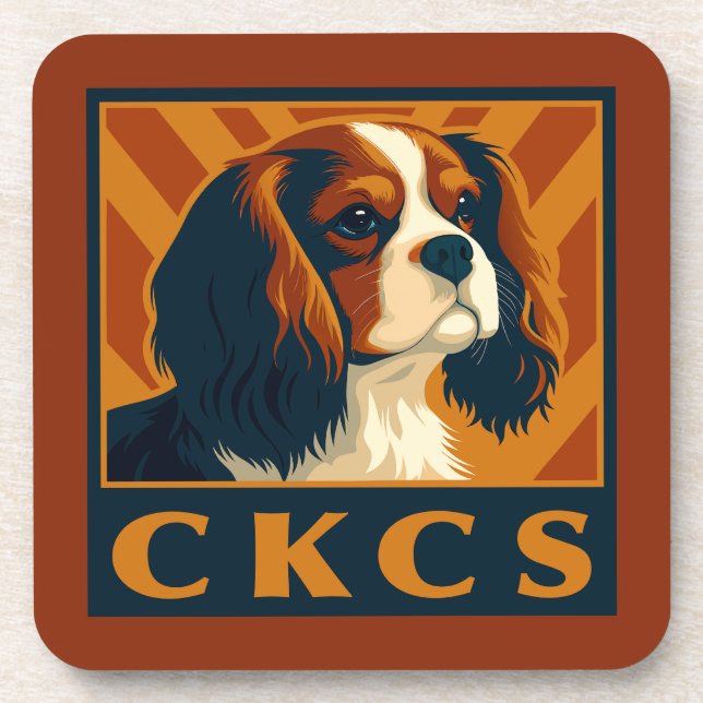 Posavasos Cavalier King Charles Spaniel CKCS Retro (Frente)