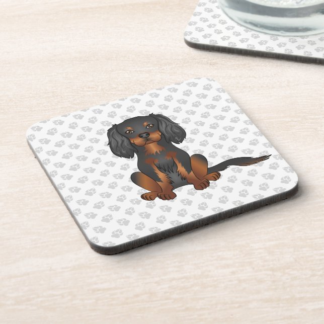 Posavasos Cavalier King Charles Spaniel negro y marrón & Hue (Lado Izquierdo)