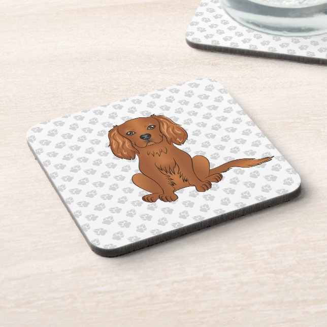 Posavasos Cavalier King Charles Spaniel rubí y patas (Lado Izquierdo)