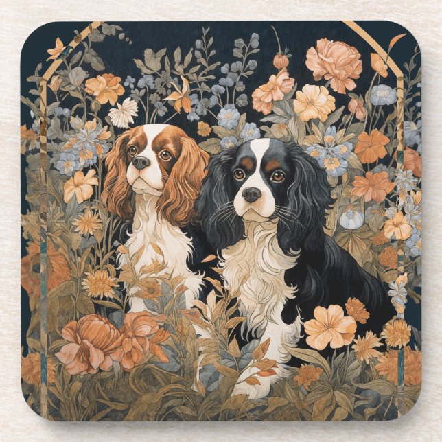 Posavasos Cavalier King Charles Spaniels Tapestry Style (Frente)