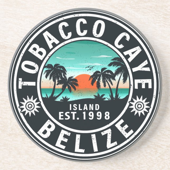 Posavasos Caye de tabaco Belice Souvenirs Retro Sunset de lo (Frente)