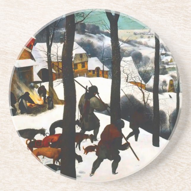 Posavasos Cazadores en el paisaje de la nieve Pieter Bruegel (Frente)