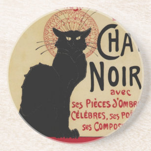 Posavasos Ce Soir Chat Noir Gato Negro, Art Nouveau Vintage