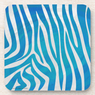 Posavasos Cebra Azul y Estampado Blanco