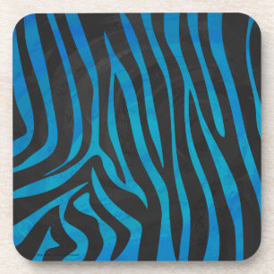 Posavasos Cebra Azul y Estampado Negro