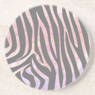 Posavasos Cebra Gris Claro y Estampado Rosa