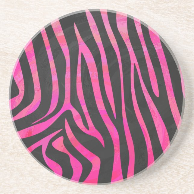 Posavasos Cebra Negro y Estampado Rosa Fucsia (Frente)