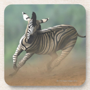 Posavasos Cebra que galopa sobre el paisaje del desierto