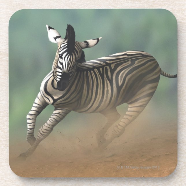 Posavasos Cebra que galopa sobre el paisaje del desierto (Frente)