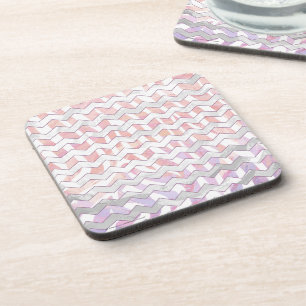 Posavasos Cebra Rosa y Chevron Blanco