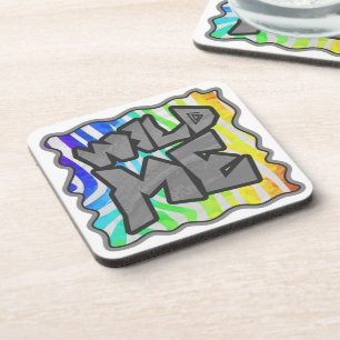 Posavasos Cebra Salvaje Arcoiris y Estampado Blanco