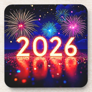 Posavasos Celebra 2026: Diseño de chispa de futuro brillante
