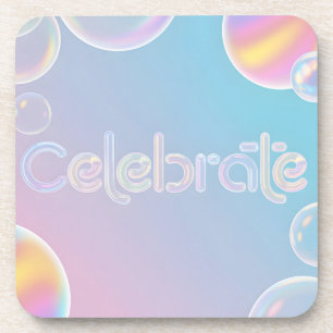 Posavasos Celebración holográfica: tipografía "Celebrar"