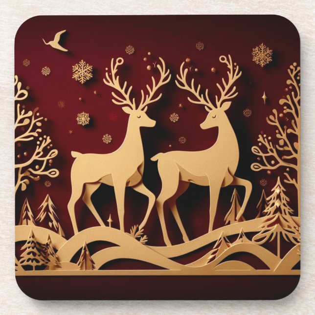 Posavasos Celestial Reindeer Waltz – Golden Forest (Frente)