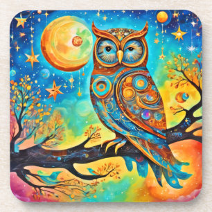 Posavasos Celestiales de lechuza Vivid: Maravilla y magia
