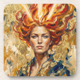 Posavasos Celtic Fire Goddess Brigid Gold Leaf Fantasy Art