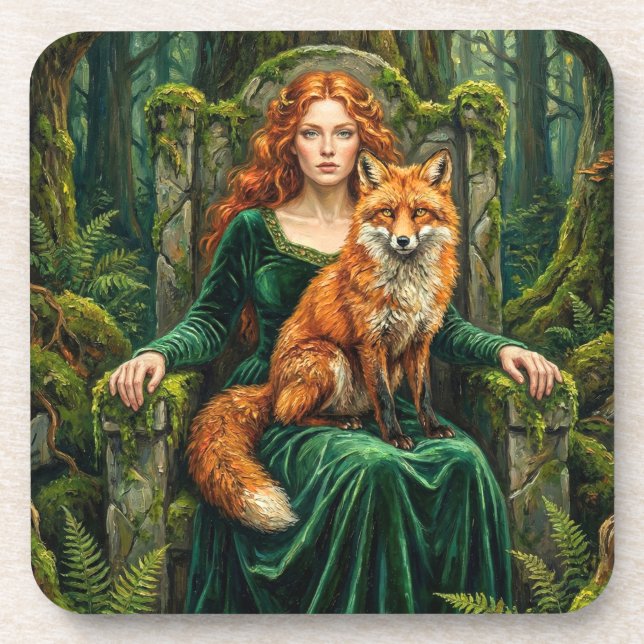 Posavasos Celtic Forest Queen Red Fox Witch Fantasy Art ( (Frente)