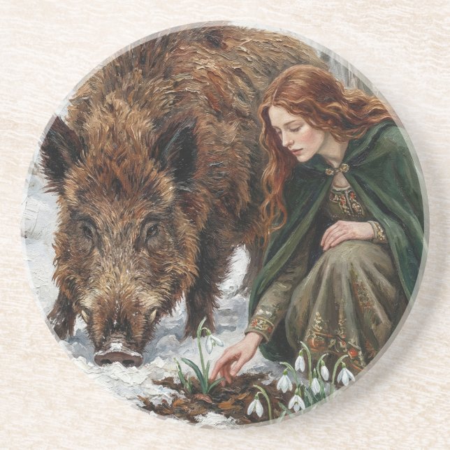 Posavasos Celtic Goddess & Wild Boar (Frente)