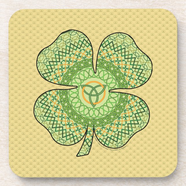 Posavasos Celtic Shamrock Square Coaster (Frente)