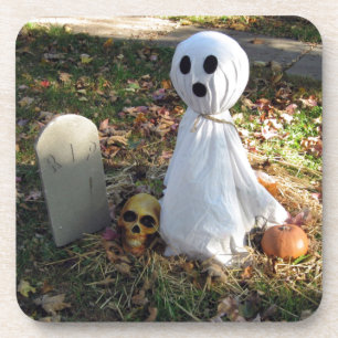 Posavasos Cementerio, fantasma y calabaza