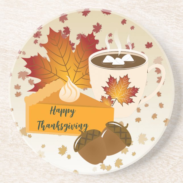 Posavasos Cena de Acción de Gracias Cocina Calabaza Pie Coci (Frente)