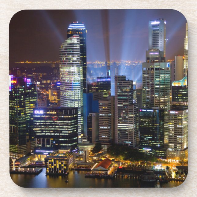 Posavasos Centro de Singapur de noche (Frente)