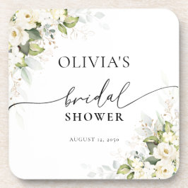 Posavasos Centros de rosas blancas y follaje para despedida 