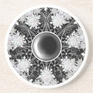 Posavasos Cepillo de nieve negro de encaje cerámico